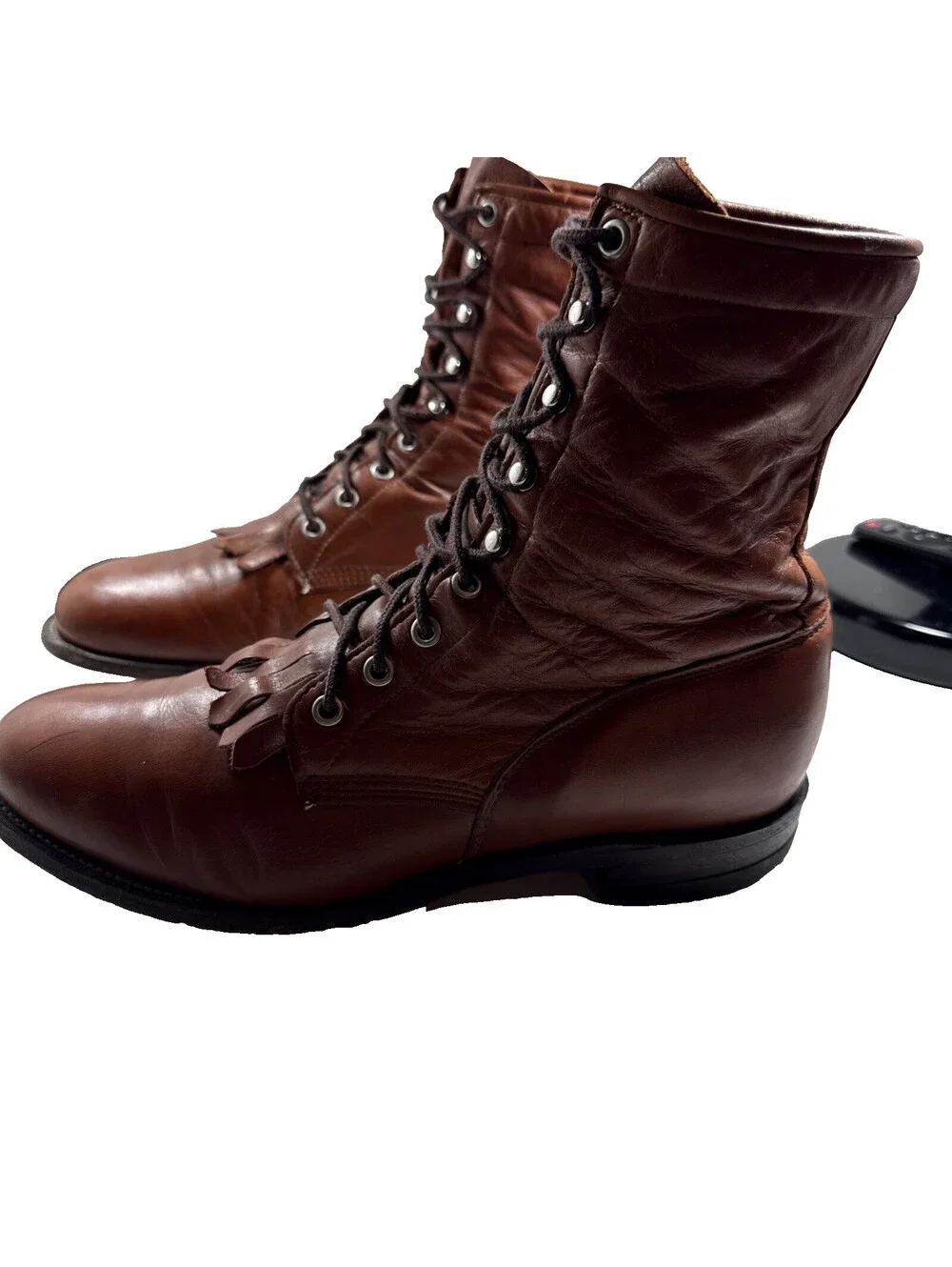 Justin Kiltie Roper Men’s Brown Leather Sz 10D Cowboy Work Boots USA Pre Owned